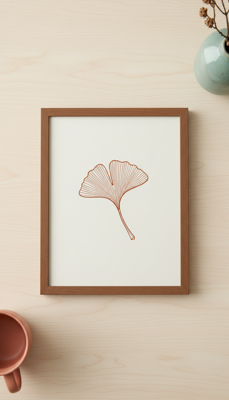 Framed minimalist botanical illustration print